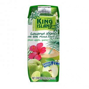 Кокосовая вода с фруктовым соком (лайм, гуава, яблоко), KING ISLAND, 250 мл
