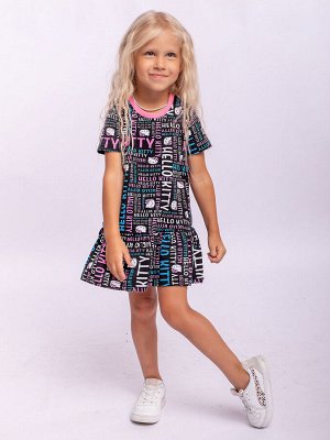 Платье детское для девочки короткий рукав с принтом Hello Kitty