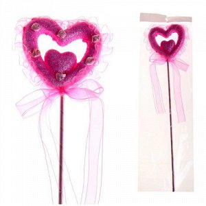 Сердце на палочке с декором темно-розовое (цена за 6 шт в упак)