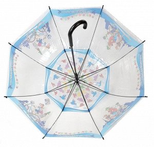 Зонт подростковый трость полуавтомат цвет Птички-велосипед DINIYA/
