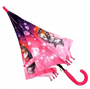 Зонт детский трость полуавтомат Кошки цвет Розовый (DINIYA)