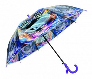 Зонт детский трость полуавтомат со свистком Машины цвет Сиреневый (DINIYA)
