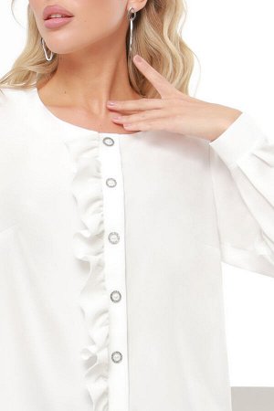 Блузка белая с асимметричной рюшей