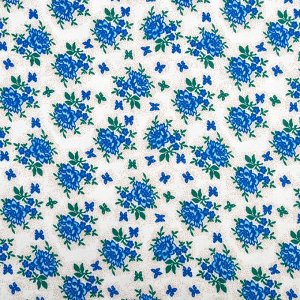 Ткань на отрез фланель 150 см Цветочек голубой с бабочкой