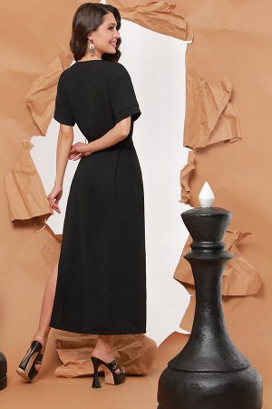 Платье черное прямое с пуговицами