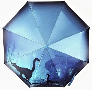 Зонт женский автомат Кошки цвет Темно-бирюзовый (DINIYA)