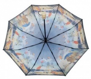 Зонт подростковый автомат Осень(кот) цвет Пурпурно-синий (DINIYA)