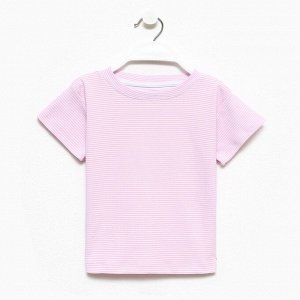 Футболка детская в полоску KAFTAN "Basic line", 28 (86-92 см), розовый/белый