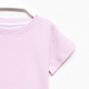Футболка детская в полоску KAFTAN "Basic line", 28 (86-92 см), розовый/белый