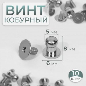 Кобурный винт d = 5/6 * 8 мм, 10 шт, цвет серебряный