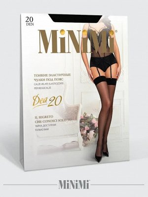 MINIMI DEA 20 чулки женские, тонкие, эластичные, под пояс, с широкой гладкой каймой.