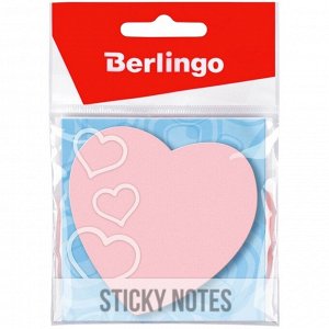 Самоклеящийся блок фигурный Berlingo "Сердце", 70*70мм, 50л., малиновый неон, европодвес