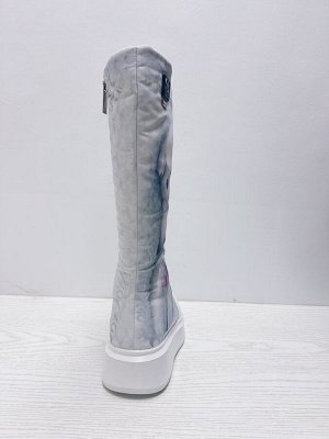 Сапоги высокие белые с котиком