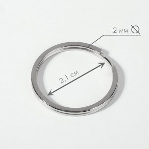 Кольцо для брелока, плоское, d=25 мм, толщина 2 мм, 10 шт., цвет серебряный