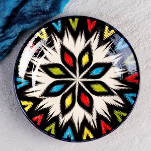Тарелка Риштанская Керамика "Атлас", разноцветная, плоская, 22 см