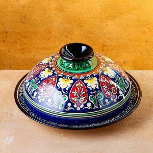 Блинница узбекская Риштанская Керамика «Узоры», d=26 см, керамика, синяя