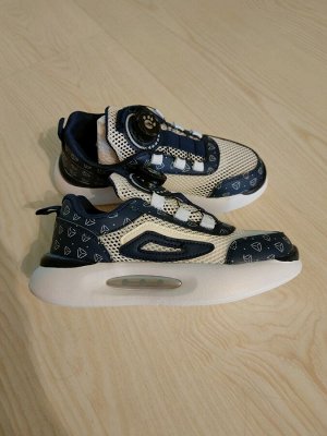 Детские сетчатые кроссовки на шнурках-затяжках, цвет синий/белый