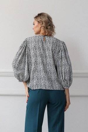 Блузка с пышными рукавами, цвет мультиколор