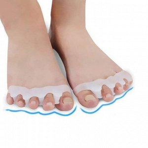 Корректоры-разделители для пальцев ног, 4 разделителя, силиконовые, 8 x 3 см, пара, цвет белый
