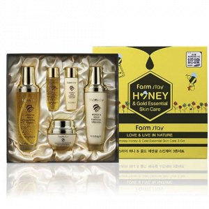 Набор FARMSTAY для ухода за кожей с мёдом и коллоидным золотом HONEY & GOLD ESSENTIAL SKIN CARE 3SET