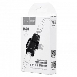 Адаптер Hoco LS20 Apple Dual Lightning Digital Audio Converter (black)