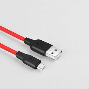 Кабель USB - micro USB Hoco X21 Silicone  100см 2A (black/red)