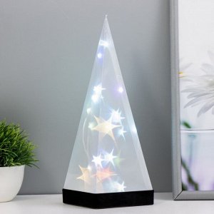 Фигурка светящаяся RISALUX «Звездная пирамида», LED-ночник, RGB, от батареек 3ААА, USB, 9x9x26.5 см
