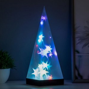 Фигурка светящаяся RISALUX «Звездная пирамида», LED-ночник, RGB, от батареек 3ААА, USB, 9x9x26.5 см