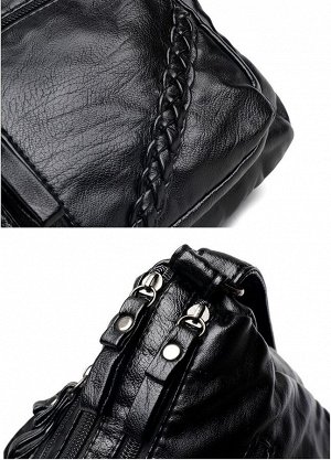 Женская сумка через плечо, сумка-мессенджер, экокожа, цвет черный, 26 х 18 х 12 см.