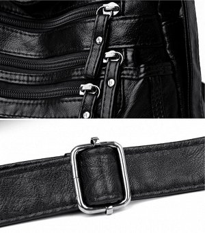 Женская сумка через плечо, сумка-мессенджер, экокожа, цвет черный, 26 х 21 х 11 см.