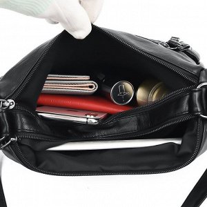 Женская сумка через плечо, сумка-мессенджер, экокожа, цвет черный, 26 х 21 х 11 см.