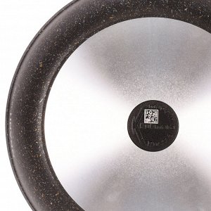 Сковорода антипригарная литая 24см стеклянная крышка Granit ultra black-gold ТМ KUKMARA