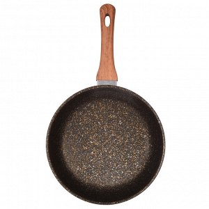 Сковорода антипригарная литая 24см стеклянная крышка Granit ultra black-gold ТМ KUKMARA