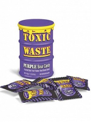 Кислые конфеты со вкусами виноград, ежевика, черника, черная вишня и черная смородина Toxic Waste "Purple Drum" 42 гр
