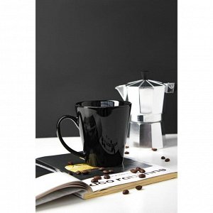 Кружка керамическая Доляна Coffee break, 370 мл, цвет чёрный