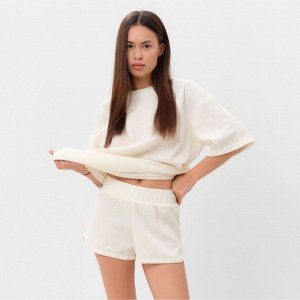 Пижама женская (футболка, шорты) KAFTAN Basic line, молочная