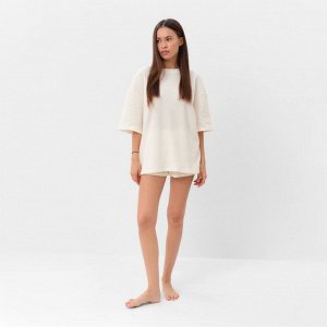 Пижама женская (футболка, шорты) KAFTAN Basic line, молочная