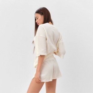 Пижама женская (футболка, шорты) KAFTAN Basic line, молочная