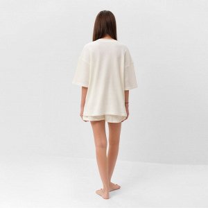 Пижама женская (футболка, шорты) KAFTAN Basic line, молочная