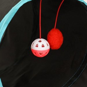 Туннель для кошек с игрушкой, 50 х 25 см, черный/голубой