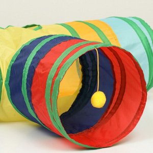 Туннель для кошек шуршащий "Тройник", 80 х 25 см, разноцветный