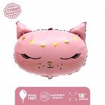 Шар фольгированный 18&quot; «Кошечка-принцесса», цвет розовый