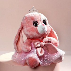 Мягкая игрушка «Зайка Ла-Пу-Ля в платье с короной», цвет розовый, 20 см