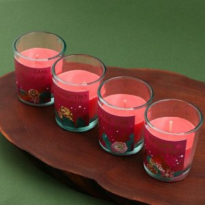 Новогодние свечи в стакане «Уюта и волшебства», набор 4 шт, вишня