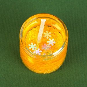 Новогодняя гелевая свеча Зима это ..«Золотой шик», без аромата, 2,5 х 2,5 х 2,5 см