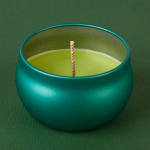 Свеча в цветной жестяной банке «Изумруд», аромат яблоко, 6 х 6 х 4 см