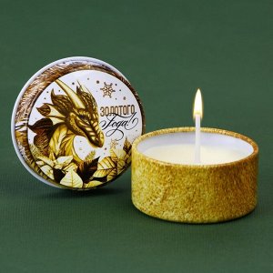 Новогодняя свеча в железной банке «Золотого года», аромат ваниль, диам. 4,8 см