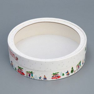 Коробка для макарун тубус с окном «С Новым годом», 20*20*5 см