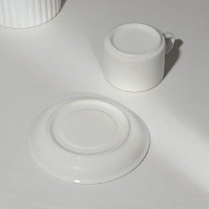 Кофейная пара фарфоровая «Золотая линия», 2 предмета: кружка 130 мл, блюдце d=13,5 см, цвет белый
