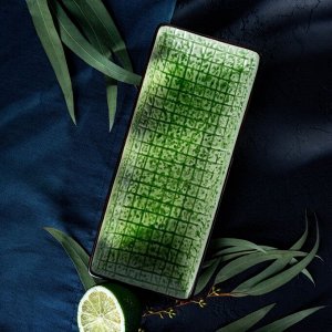 Блюдо керамическое прямоугольное «Таллула», 23,5x10 см, цвет зелёный